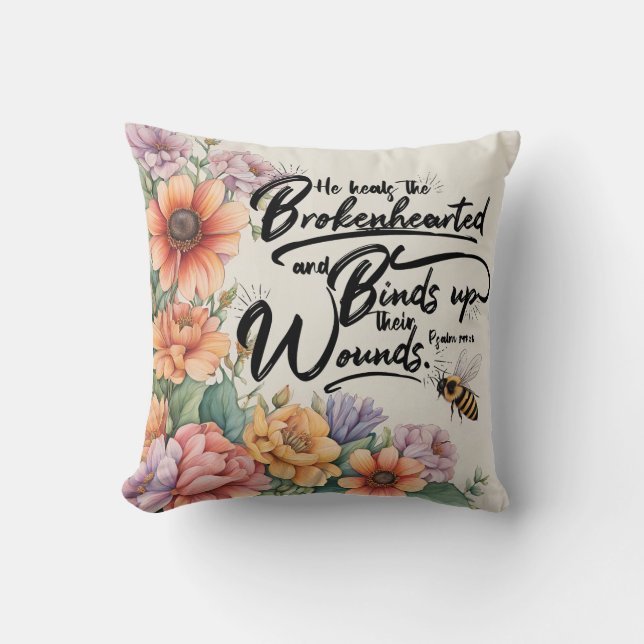 Almofada Imagem Versa Da Bíblia Cristã Psalms 147:3 (Frente)