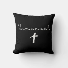 Almofada Immanuel Christmas Script with Cross