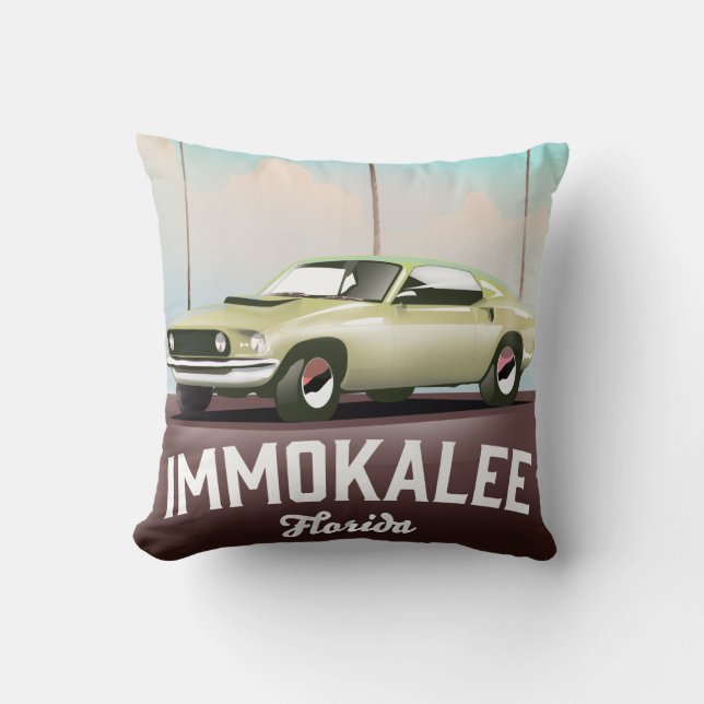 Almofada Immokalee Florida Supercar poster de viagens (Frente)