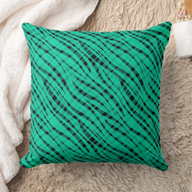 Almofada Impressão abstrata de tigre turquesa verde (Cobertor)