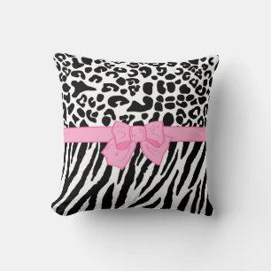 Almofada Impressão animal da zebra feminino do leopardo e