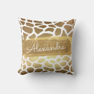 Almofada Impressão animal Dourado e branco com brilho