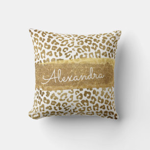 Almofada Impressão animal Dourado e branco com brilho