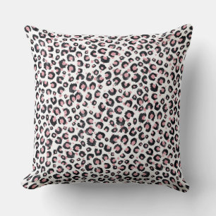 Almofada Impressão animal negro-leopardo-negro e Rosa elega