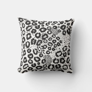 Almofada Impressão Animal Preto e Branco Leopardo da Neve G