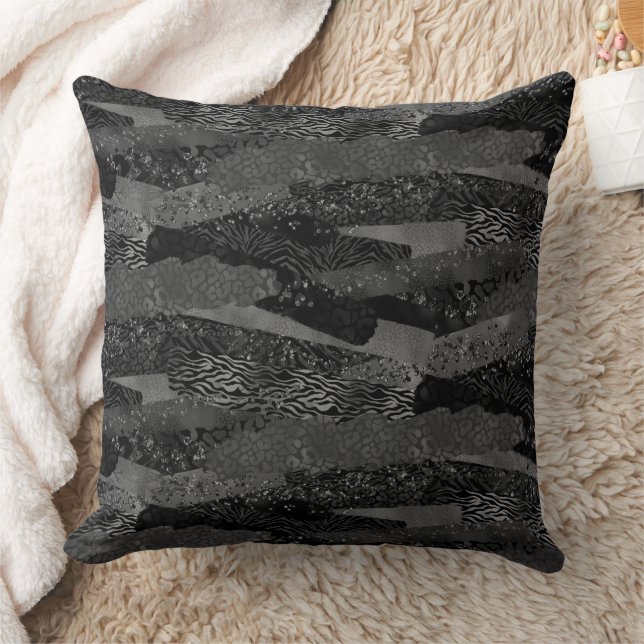 Almofada Impressão Animal Preto e Cinza (Cobertor)
