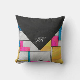 Almofada Impressão azul cor-de-rosa amarelo de Mondrian