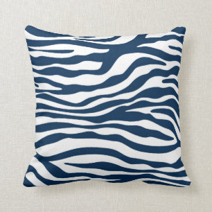 Almofada Impressão Azul Zebra Azul-Meia-Noite Escura