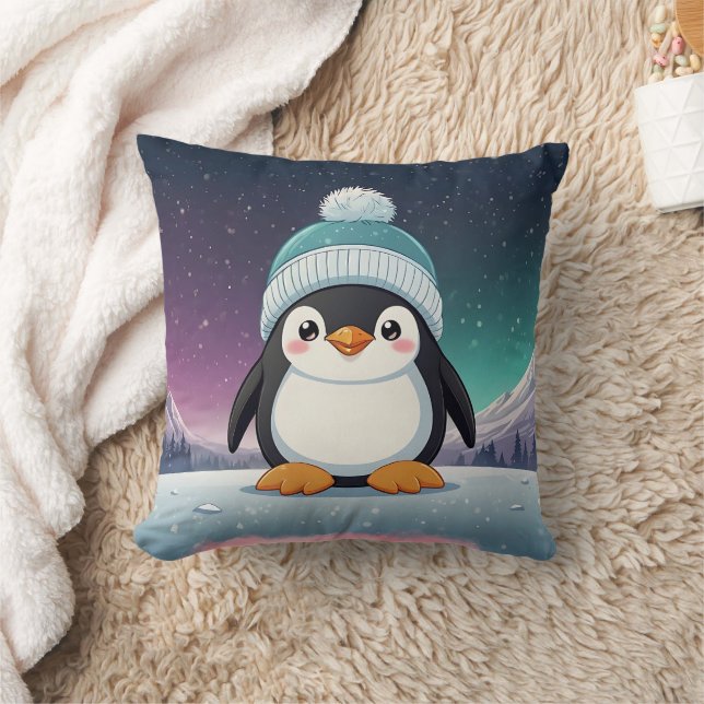 Almofada Impressão Boné azul de Kawaii Cute Penguin (Cobertor)