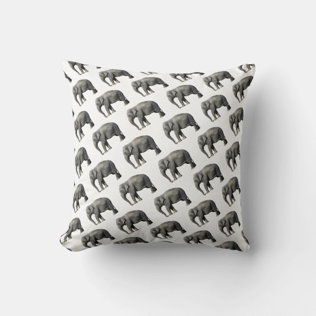 Almofada Impressão branco, cinzento do elefante (Frente)