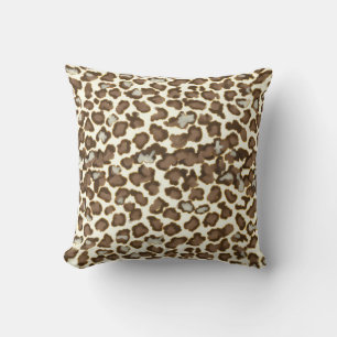 Almofada Impressão Castanho Pintado com Neve Leopardo Pele 