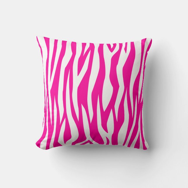 Almofada Impressão da zebra do rosa quente (Frente)