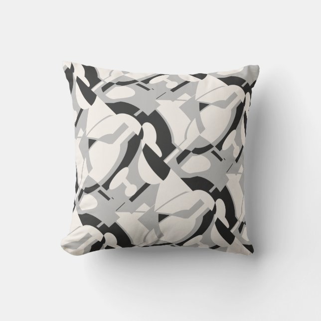 Almofada Impressão de Abstrato Diagonal preto de Cinza esbr (Frente)