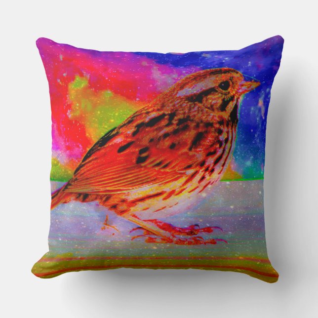 Almofada Impressão de Arte do Sonho de Pássaro Cósmico" (Frente)