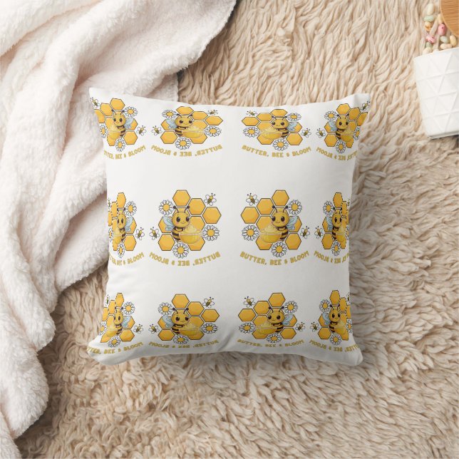 Almofada Impressão de Bee Honeycomb revertido (Cobertor)