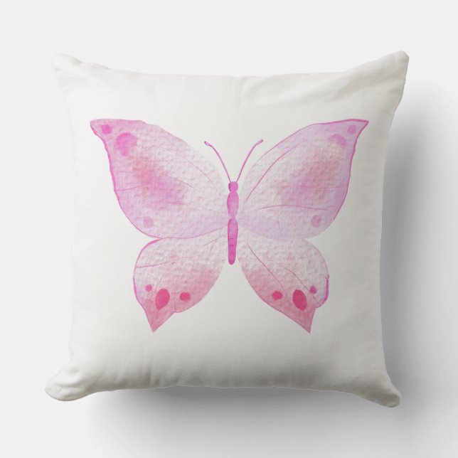 Almofada Impressão de borboleta pintada à mão (Frente)