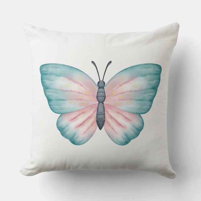 Almofada Impressão de borboleta pintada à mão (Frente)