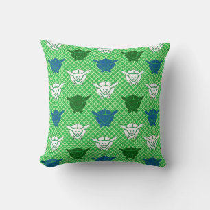 Almofada impressão de coelho japonês, verde, azul e branc