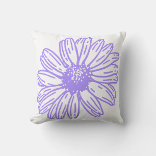 Almofada Impressão de Flor de Daisy Purple Pastel, Hippie