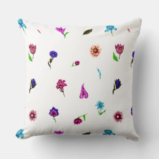 Almofada Impressão de Flor Roxo e Azul, Impressão Floral Mo