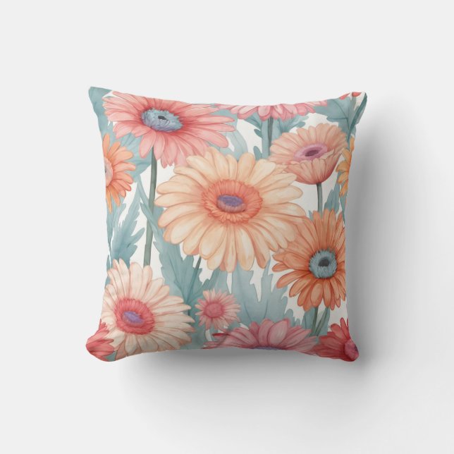 Almofada Impressão de flores de gergelim-rosa (Frente)