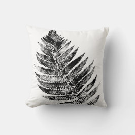 Almofada Impressão de Folha de Fern Preta e Branca