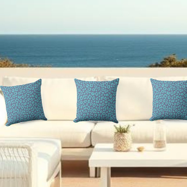 Almofada Impressão de Leopardo Azul (Blue Leopard Print Outdoor Pillow)