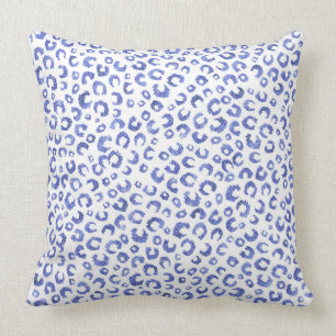 Almofada Impressão de Leopardo Azul Branco