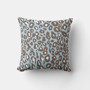 Almofada Impressão de Leopardo Azul e Branco