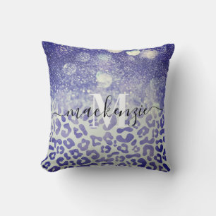 Almofada Impressão de Leopardo Azul Gliter