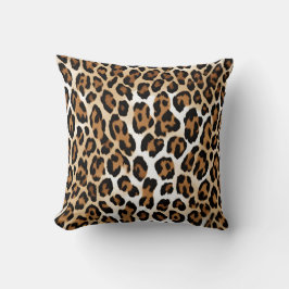 Almofada Impressão de Leopardo Bege Branco