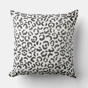 Almofada Impressão de Leopardo Preto e Branco