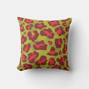 Almofada Impressão de leopardo verde-oliva e vermelha