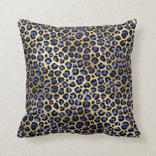 Almofada Impressão de manchas de leopardo dourado e azul re