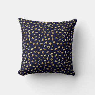 Almofada Impressão de manchas de leopardo Royal Blue & Gold