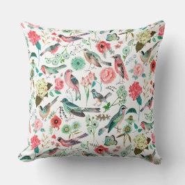 Almofada Impressão de multi-cores de aves