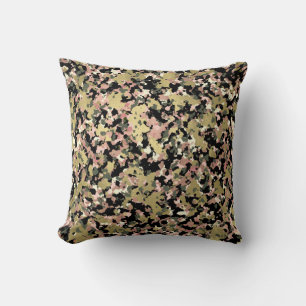 Almofada Impressão de padrão camuflado rosa dourado verde p