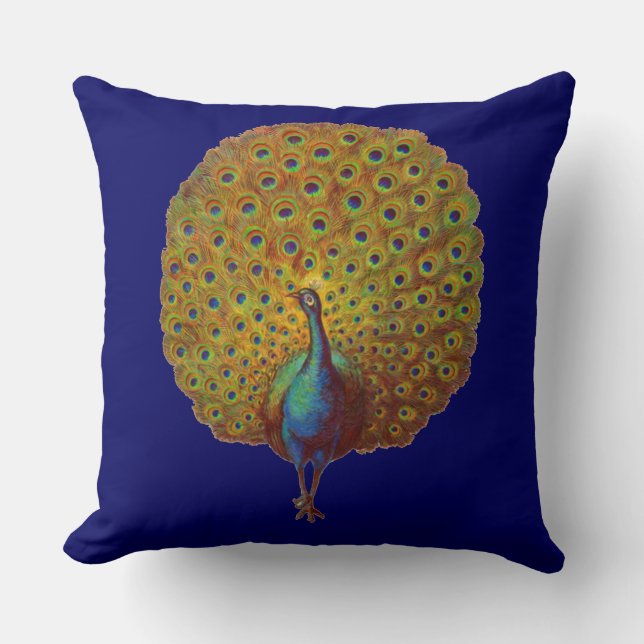 Almofada impressão de pavão vitoriano (Frente)