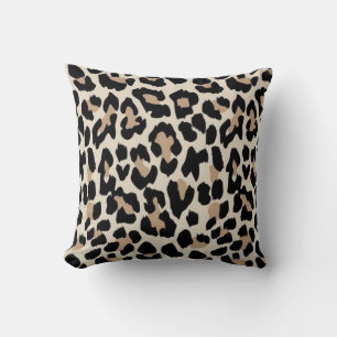 Almofada Impressão de pele castanha-leopardo e negra