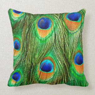 Almofada Impressão de Penas de Peacock Coloridas