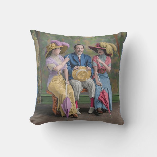 Almofada impressão de performers de vaudeville circa 1910 (Frente)