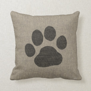 Almofada Impressão de Pet Dog Paw Estilo Faux Linen Burla