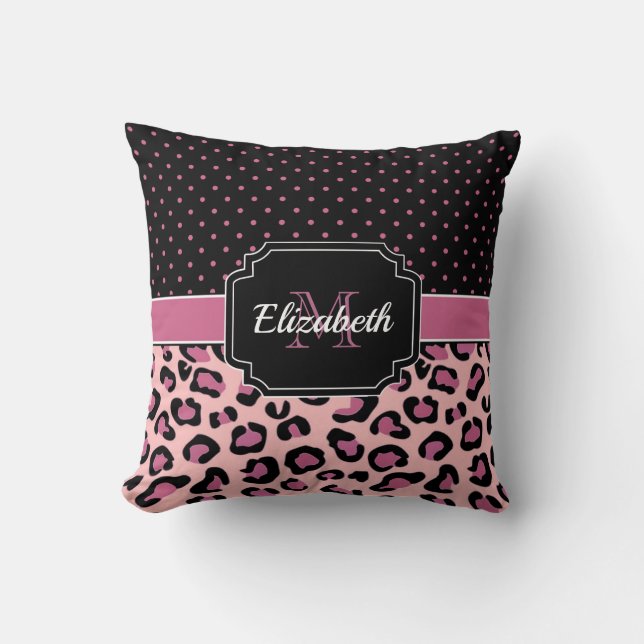 Almofada Impressão de pontos e leopardo (Frente)