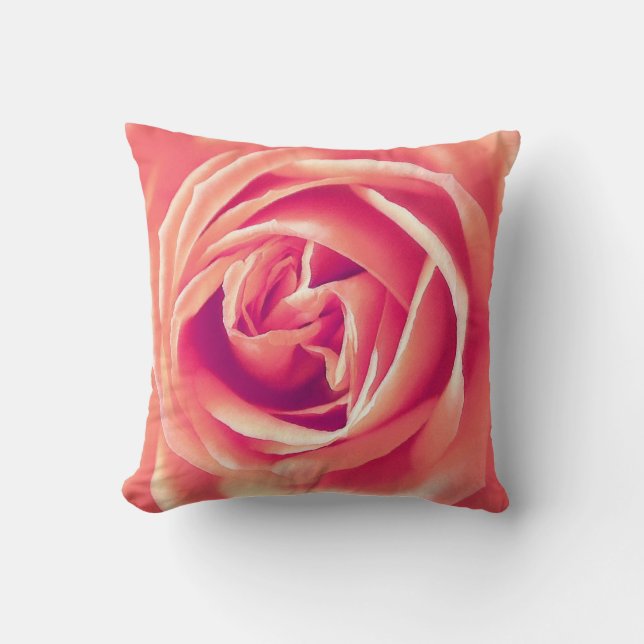 Almofada Impressão de rosa cor-de-coral (Frente)