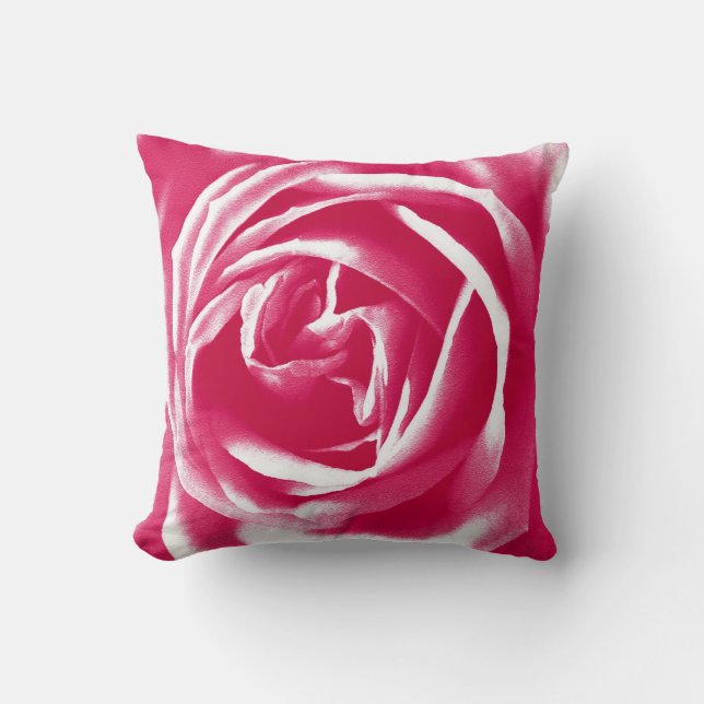 Almofada Impressão de rosa em cetim rosa (Frente)