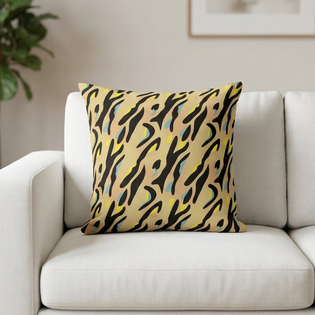Almofada Impressão de Tigre de Cor Preta Amarelo (Animal Print Pillow)