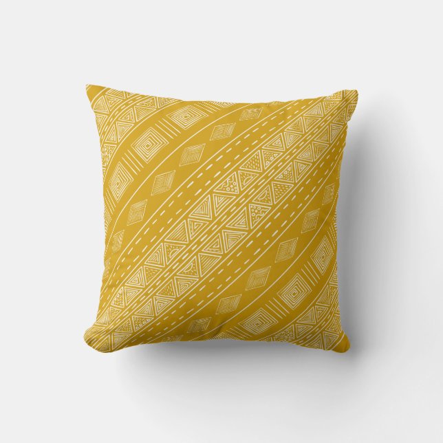Almofada Impressão de Tribal Amarelo de Mostarda Inspirada (Frente)