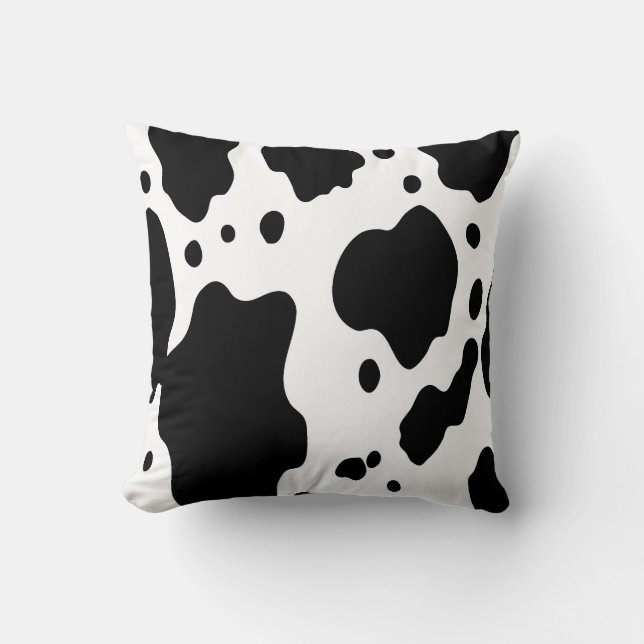 Almofada Impressão de Vaca – Padrão Preto e Branco na Moda (Frente)