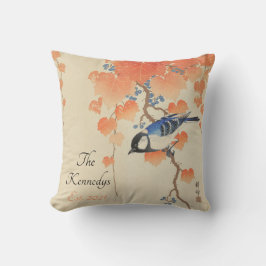 Almofada Impressão de Vintage de Watercolor Japonês com Pás