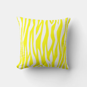 Almofada Impressão de Zebra Amarelo-Limão